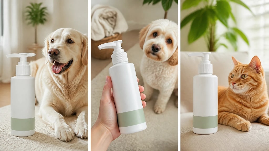 Spuma 2 in 1 Pet Shampoo and Conditioner, shown in use at home