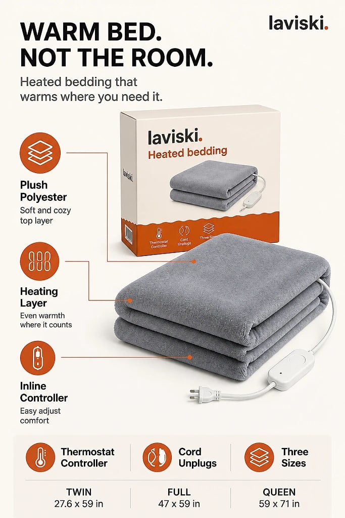Termina Plush Heated Blanket, materials and construction detail