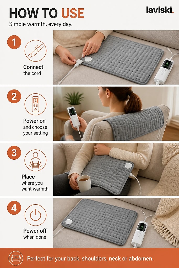 Thermova Heated Back and Neck Pad, how to unpack and set it up