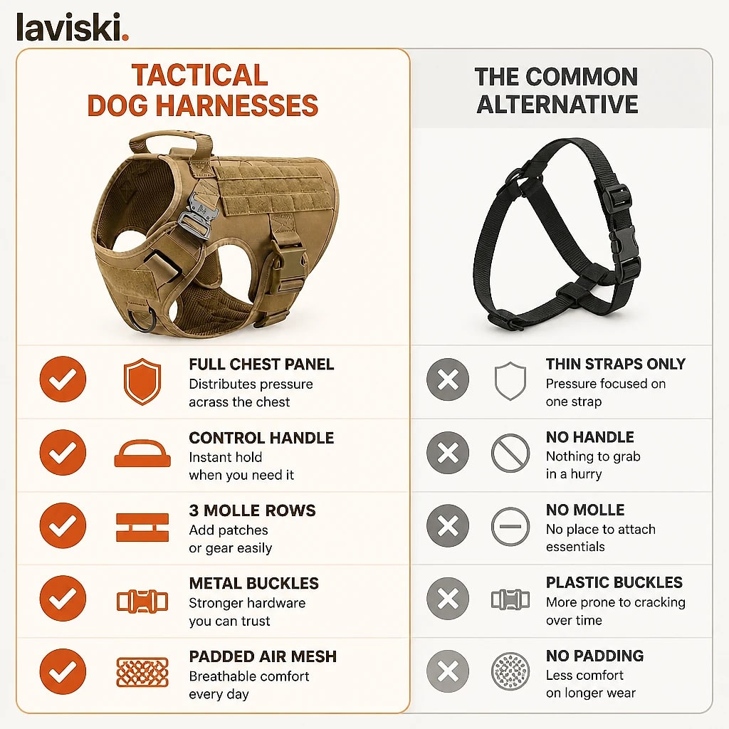 Valtra Tactical MOLLE Dog Harness, compared with the usual alternative