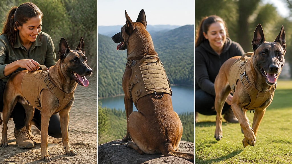 Valtra Tactical MOLLE Dog Harness, shown in use at home