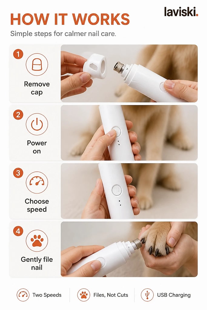 Velox Two Speed Pet Nail Grinder, how to unpack and set it up
