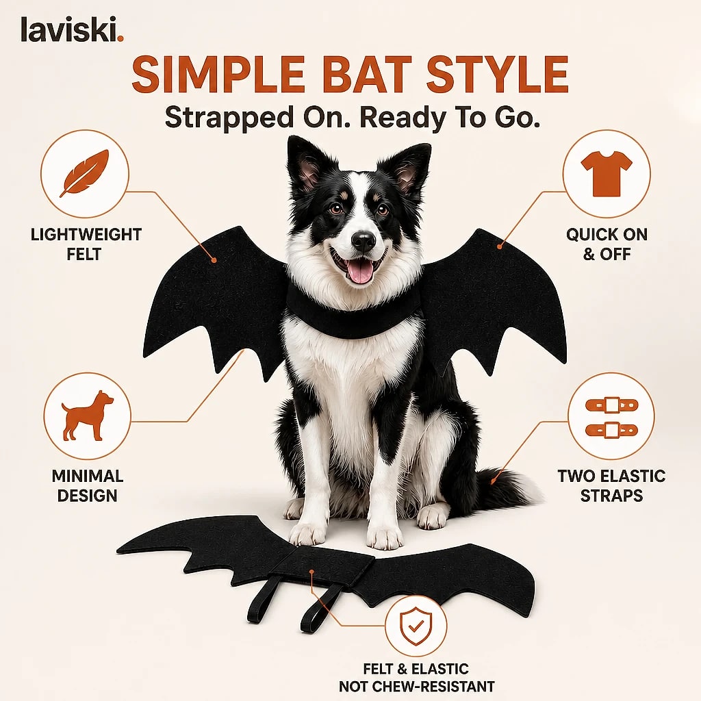 Vespera Felt Bat Wings for Dogs, close-up of the main features