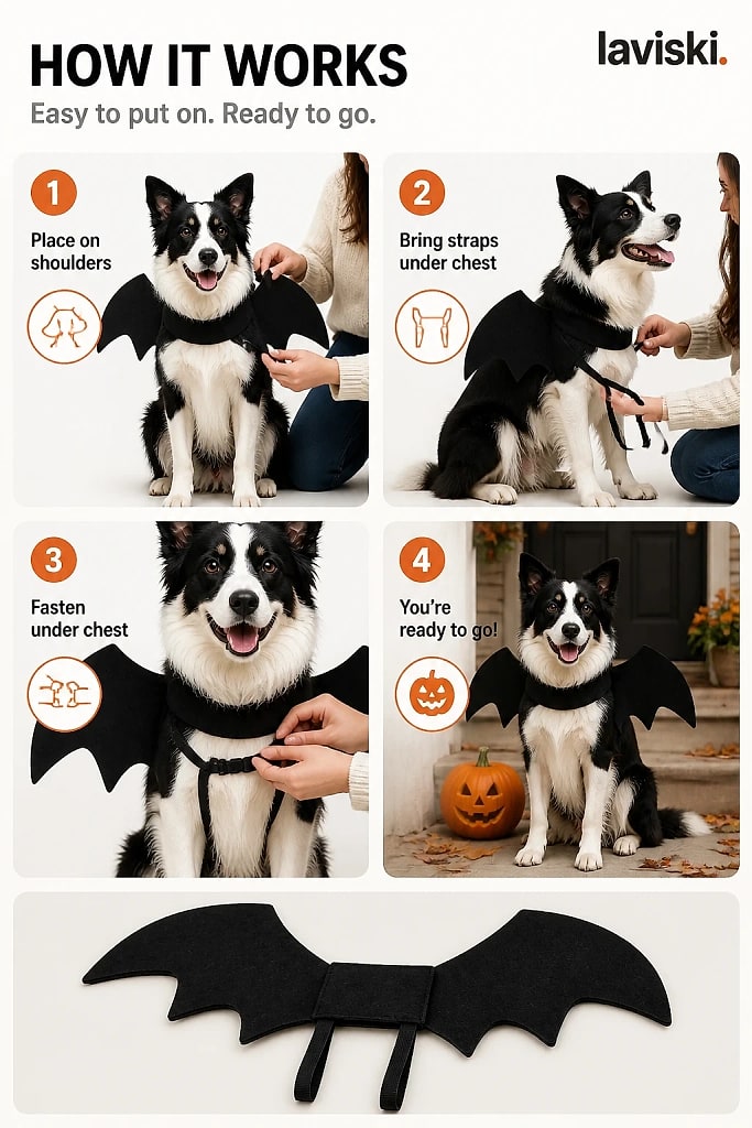 Vespera Felt Bat Wings for Dogs, how to unpack and set it up