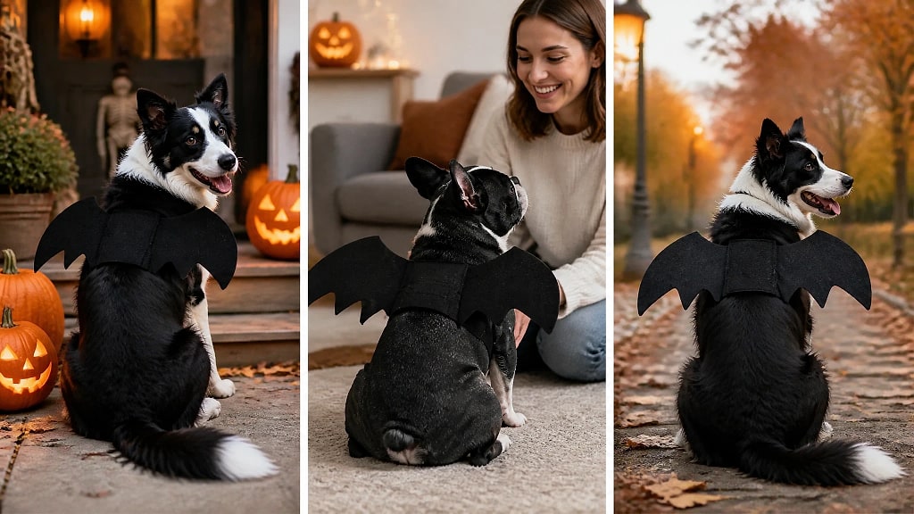 Vespera Felt Bat Wings for Dogs, shown in use at home