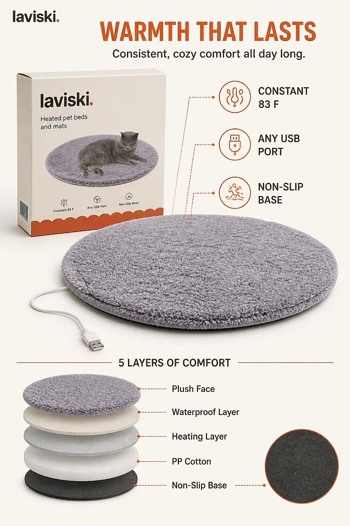 Voltera USB Heated Pet Mat, materials and construction detail