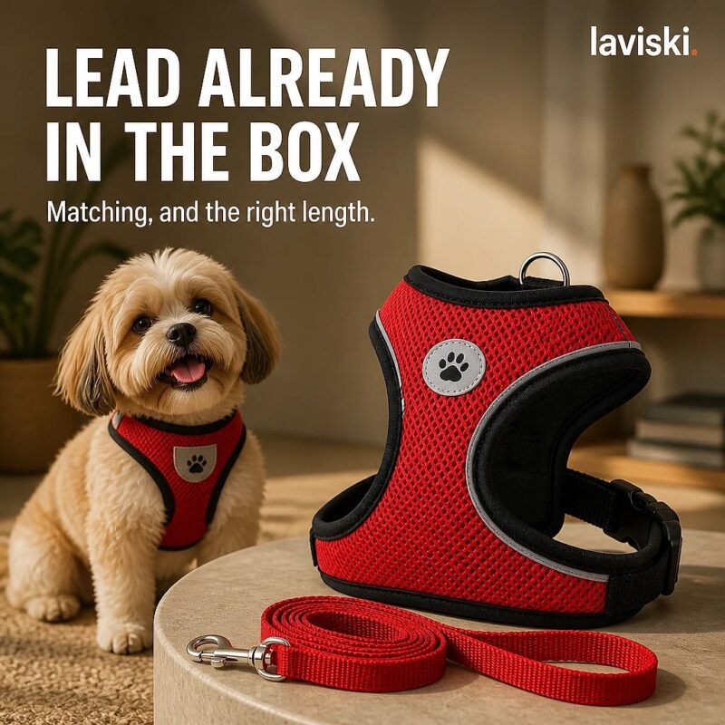Zephira Mesh Dog Harness and Leash Set, closing hero