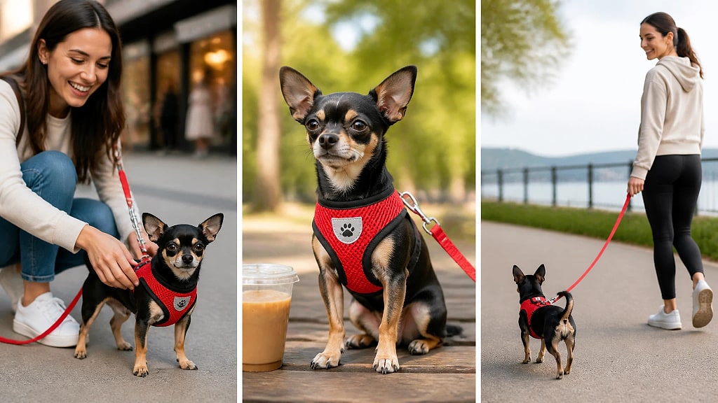 Zephira Mesh Dog Harness and Leash Set, shown in use at home